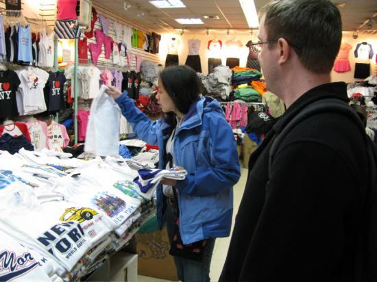 Amie scoring some cheap tshirts